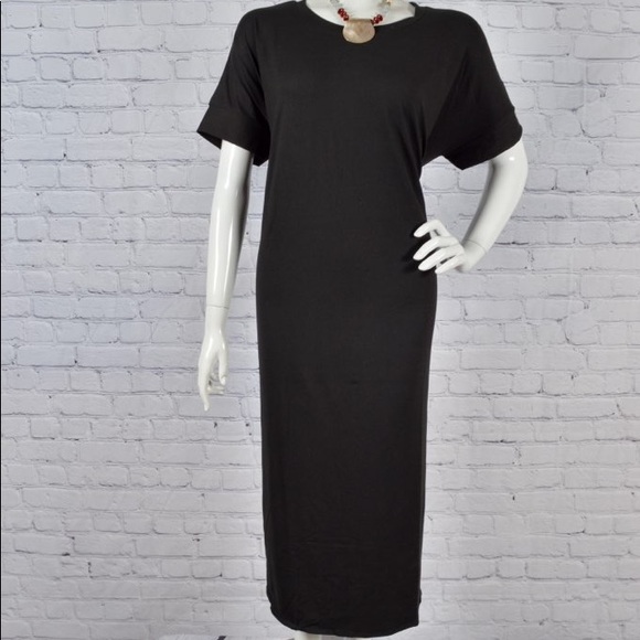 BN Zenana Oversized Short Sleeve Round Neck Black Maxi W/Pockets Various - Picture 3 of 15